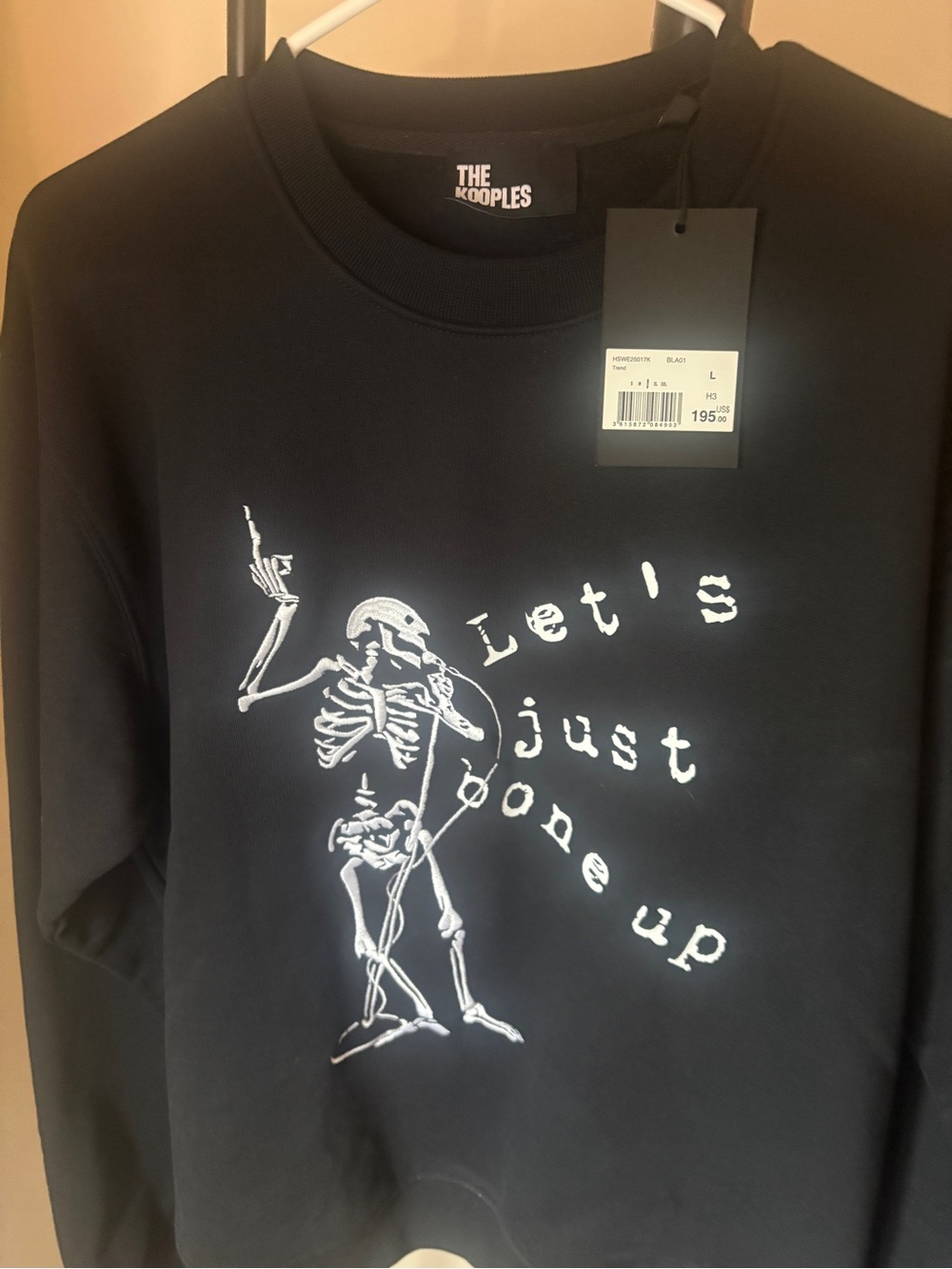 The Kooples Black Crewneck Sweatshirt with White Graphic
